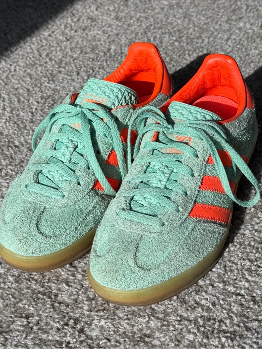 Adidas Gazelle Indoor Mint & Fluorescent Orange with Gum Sole - Picture 3 of 10